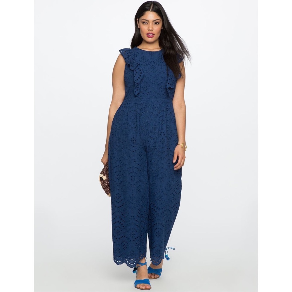 Teresa for ELOQUII Eyelet Ruffle Jumpsuit — NEW